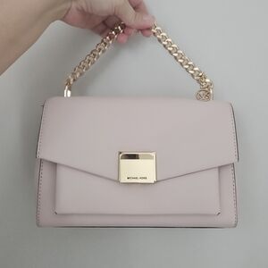 Michael Kors Soft Pink Shoulder Bag with Gold Chain